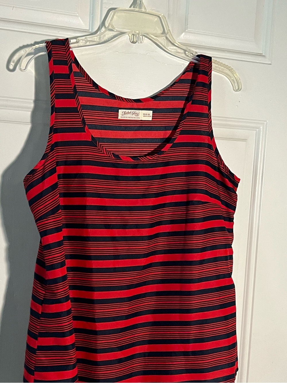 Faded Glory Red and Black Striped Tank Top